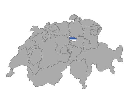 Map of Switzerland with flag of Zugのイラスト素材