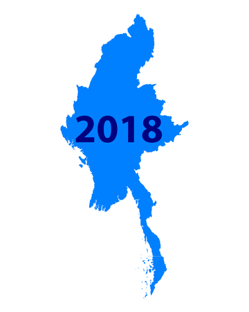 Map of Myanmar 2018 illustration.のイラスト素材