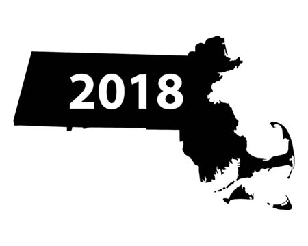Map of Massachusetts 2018.のイラスト素材