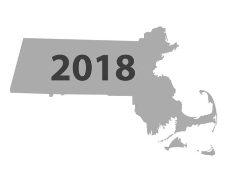 Map of Massachusetts 2018 white backgroundのイラスト素材
