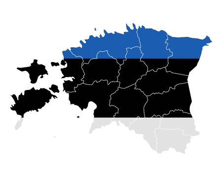 Map and flag of Estoniaのイラスト素材
