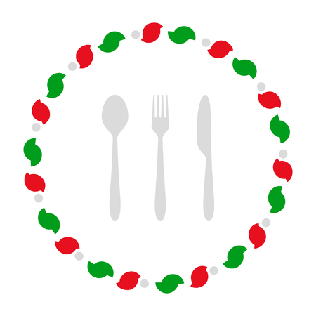 Cutlery and wreathのイラスト素材