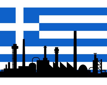 Industry and flag of Greeceのイラスト素材