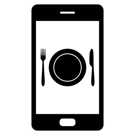 Cutlery and smartphoneのイラスト素材