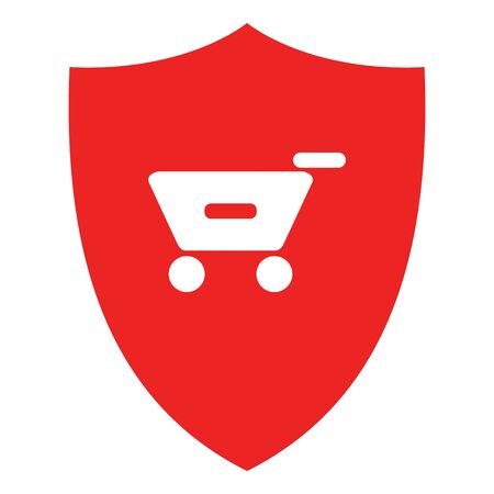 Shopping cart and shieldのイラスト素材