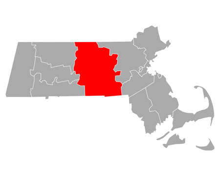 Map of Worcester in Massachusettsのイラスト素材