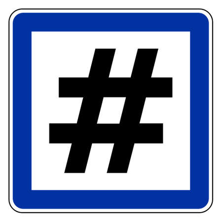 Hashtag and road sign