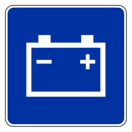 Car battery and road signのイラスト素材