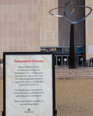 Washington, DC, USA, 14th March, 2020. Smithsonian Museums and National Monuments Close Due to...