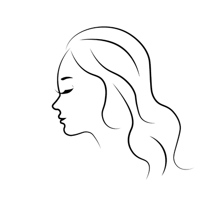 Silhouette of a girl with long hair. Vector illustration.のイラスト素材