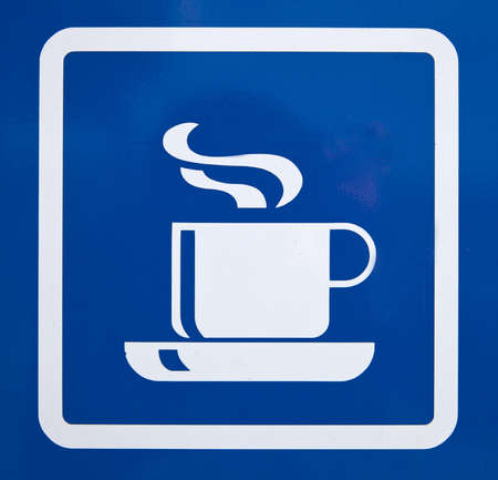 sign of coffee with a blue backgroundの写真素材