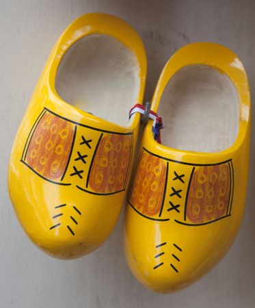 a pair of dutch wooden shoesの写真素材