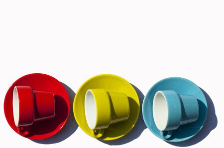 colorful coffee cups with shadow の写真素材