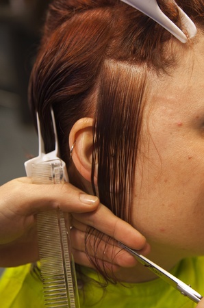 hairdresser cutting  hairの写真素材