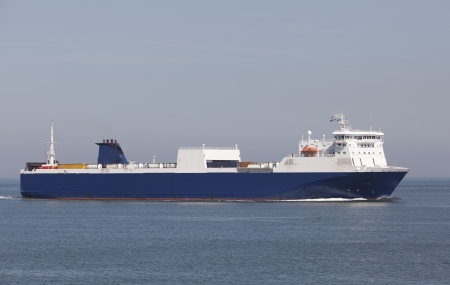 ship nearby the harbour of rotterdamの写真素材