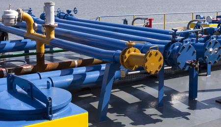 pipes on the deck of a ship