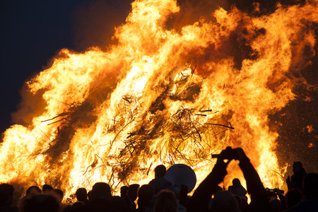 huge bonfire, a tradition with easter in North-West Europe. の写真素材