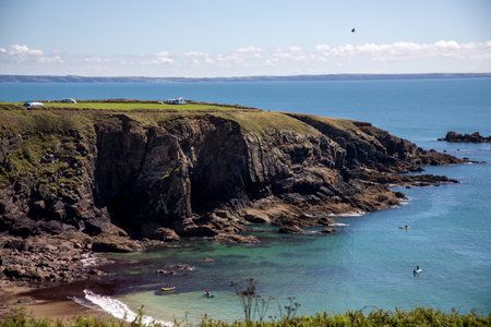 St David's Head on the Pembrokeshire coast in Wales, UK.の写真素材