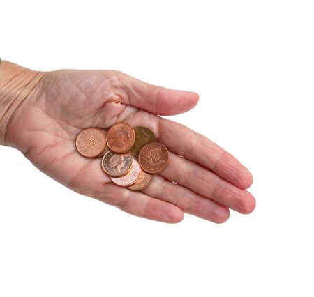Pennies in the palm of a hand