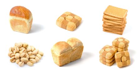 Set of bakery isolated on white backgroundの写真素材