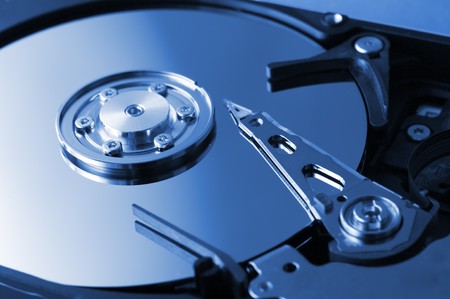 Computer hard drive in blue tone