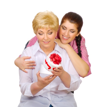 Mother with her daughter isolatedの写真素材