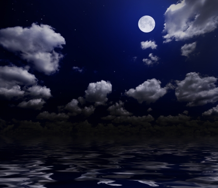 Night cloudy sky with moonの写真素材
