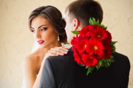 The couple in the roomの写真素材