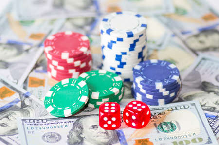 Chips dices and dollars (DOF shallow)の写真素材