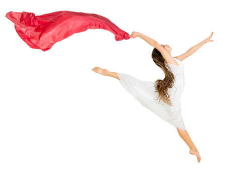 Young girl dancer isolated on whiteの写真素材