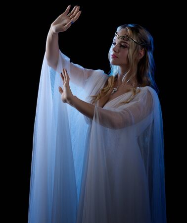 Young elven girl isolated on blackの写真素材