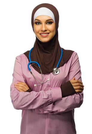 Muslim woman medical doctor isolatedの写真素材