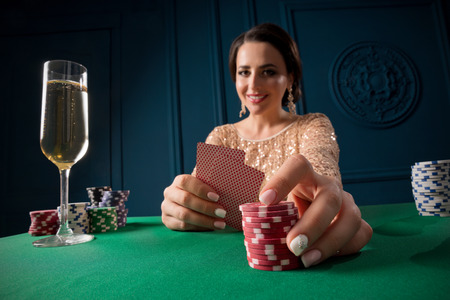 Young beautiful woman in casino