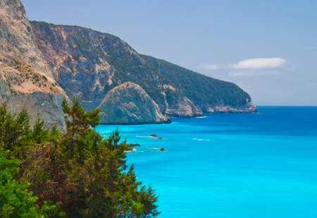 Porto Katsiki beach at Lefkada island in Greeceの写真素材