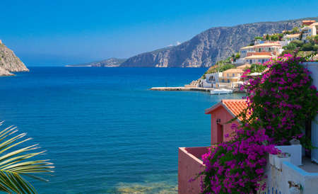 Yachts in Fiscardo at Kefalonia islandの写真素材