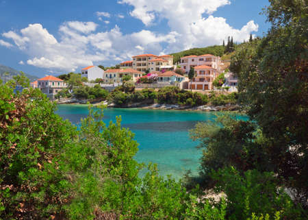 Yachts in Fiscardo at Kefalonia islandの写真素材