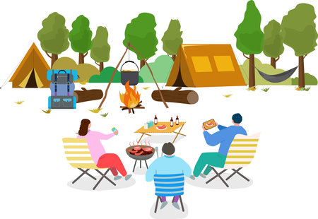 Enjoy your trip at the campsiteのイラスト素材