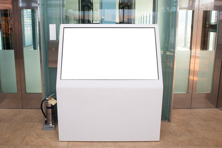 Blank white billboard in modern office building, mockup for your designの写真素材