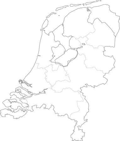 Netherlands map vector. Map of administrative divisions of Netherlands.のイラスト素材