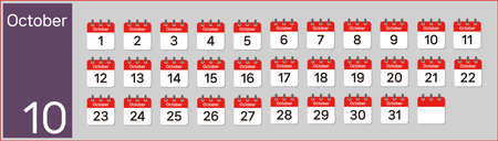 Vector (Illustration) of October calendar made with numbers in the shape of iconsのイラスト素材