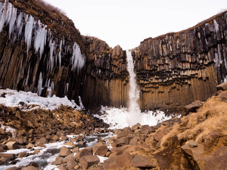 Svartifoss Waterfall Icelandの写真素材