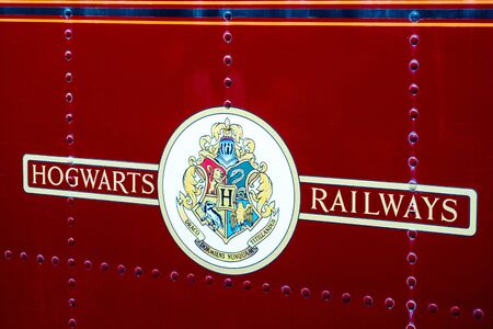 FLORIDA, USA - March 7, 2019 - Universal Studios, Florida, King's Cross station of the Hogwarts Express to Diagon Alleyのeditorial素材