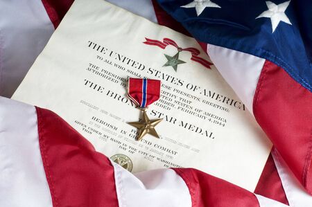 Bronze star, an American Army award for heroism in ground combat.
