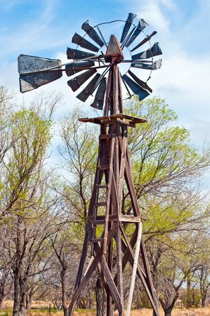 Old broken down windmill, formerly used to water livestock.の写真素材