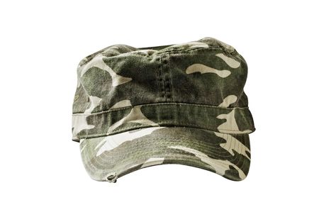 Front view of a camouflage cap used by armies and hunters around the world. の写真素材