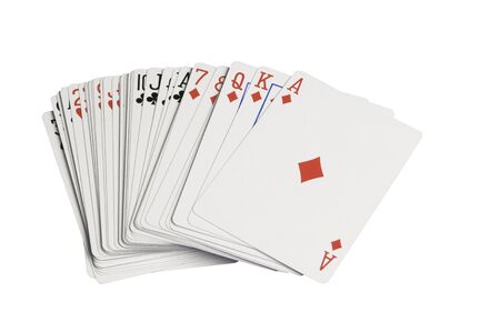 Deck of new cards sorted by suit facing up