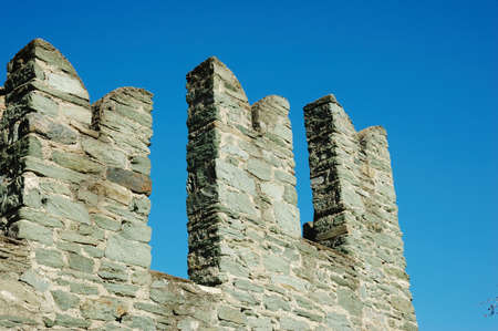 Exterior view of medieval castle, north Italyの写真素材