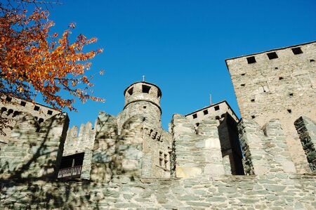 Exterior view of medieval castle, north Italy
