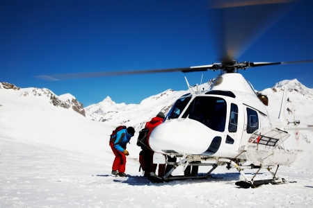 Skiing Helicopter, Mont Blanc ski resort, France, Europe.の写真素材