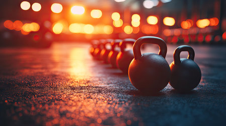 rows of kettlebells neatly arranged in a minimalist fitness space with soft ambient lighting --chaos 30 --ar 16:9 --v 6.1 Job ID: aa5d4f6c-2f0b-4220-94ec-e8c62b2f3b00の素材